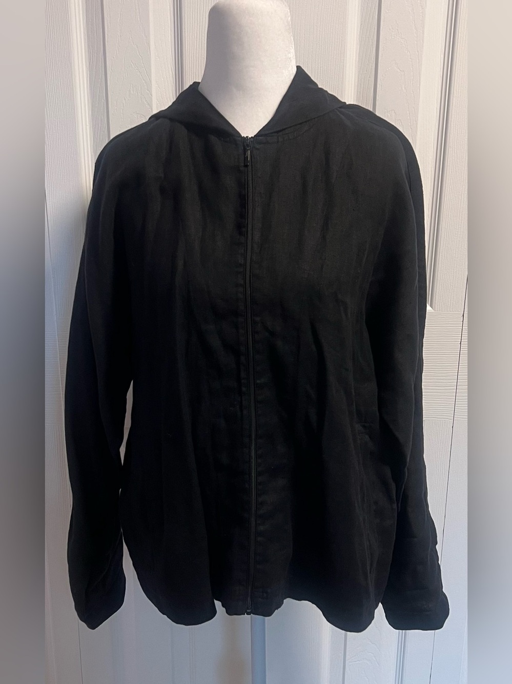 Chico's Design Vintage Linen Zip Up Hooded Light Jacket (Chico's Size 0)